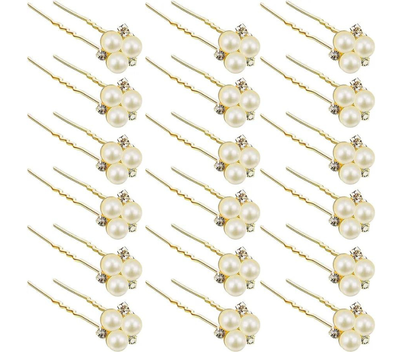 18 Pcs Braidal Hair Accessories Pearl Crystal Booby Hair Pin For Wedding 